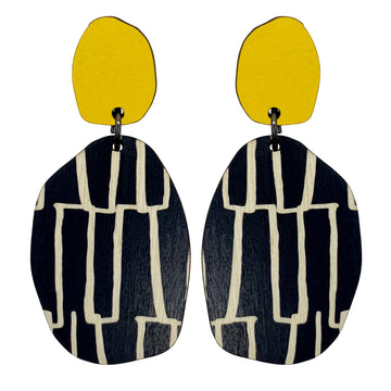 Yellow and City pattern earrings