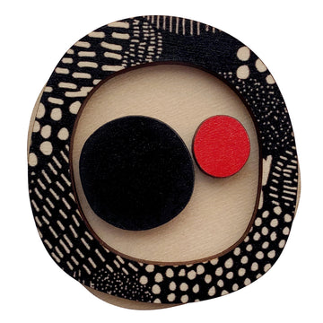 3 layer Brooch in black and Night Garden pattern