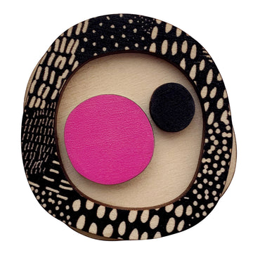 3 layer Brooch in pink and Night Garden pattern