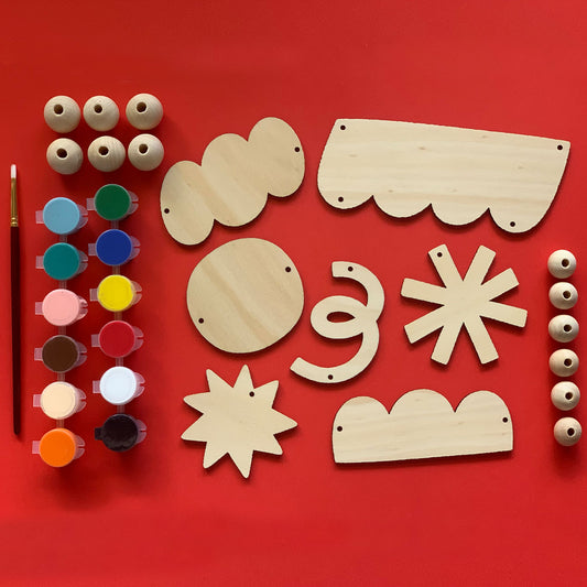 Mobile DIY kit with Crazy Shapes with Paint Set