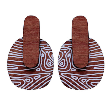 Lollipop Earrings with thin Topographic Map pattern