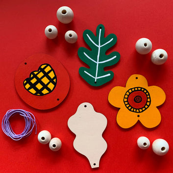 Mobile DIY kit with forest shapes