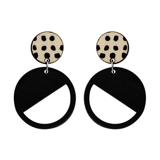 2 tiered earrings with spots in black