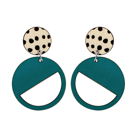 2 tiered earrings with spots in green