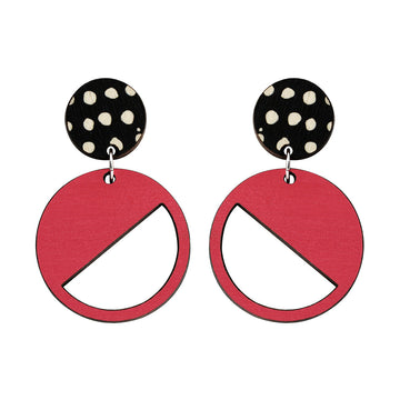 2 tiered earrings with spots in pink