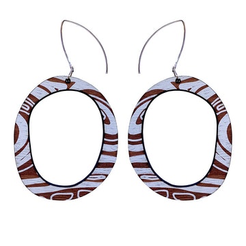 Hoop Earrings with thick Topographic Map pattern