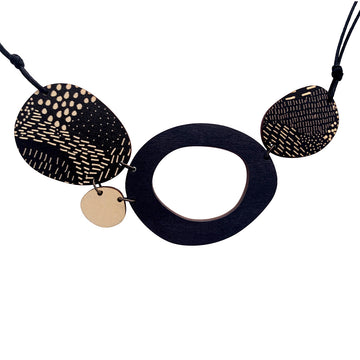4 piece necklace in black and Night Garden pattern