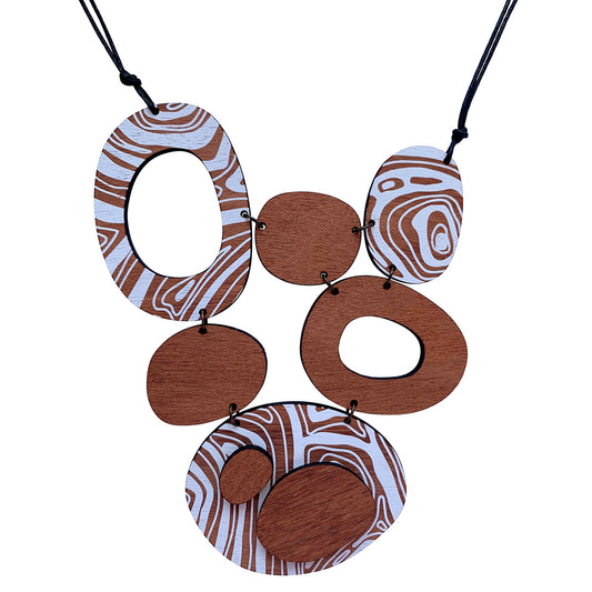 8 piece necklace with thick Topographic Map pattern
