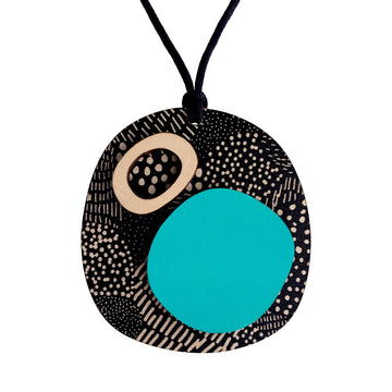 2 layer pendant in aqua and Night Garden pattern