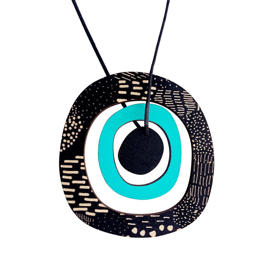 3 piece pendant in aqua and Night Garden pattern