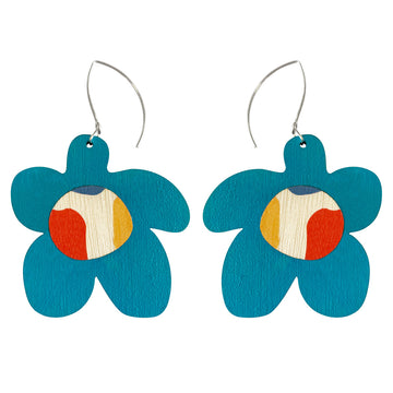 Blue flower earrings