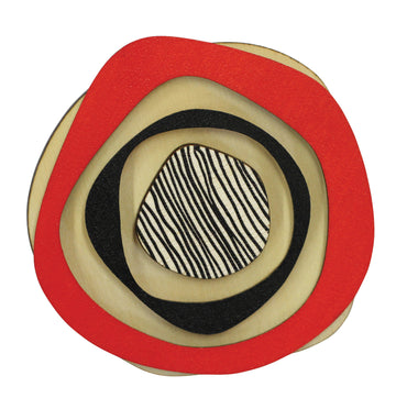 Retro wooden statement brooch in red