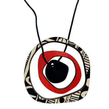 Hanging reversible necklace with doodle pattern