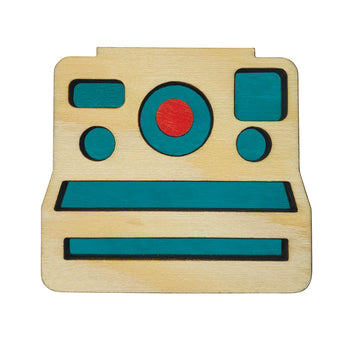 Retro Polaroid Camera laser cut Brooch