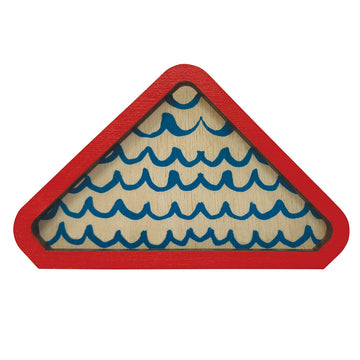 Blue pattern with red Pocket Handkerchief wooden brooch