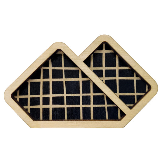 Lines on black Pocket Handkerchief wooden brooch