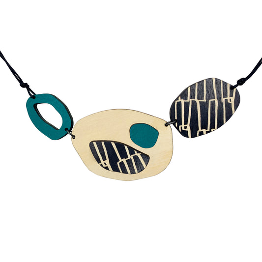 City pattern necklace in teal