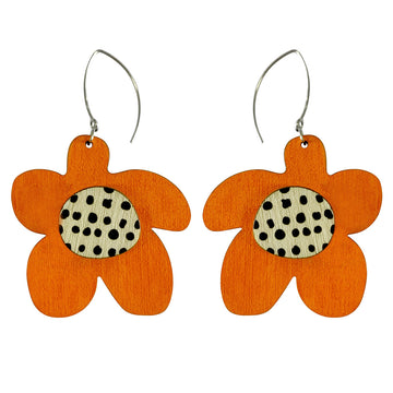 Orange flower earrings