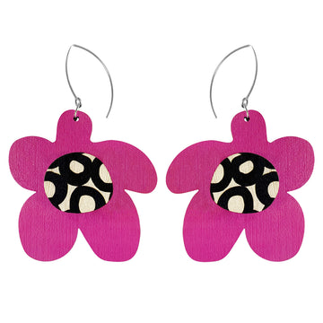 Pink flower earrings