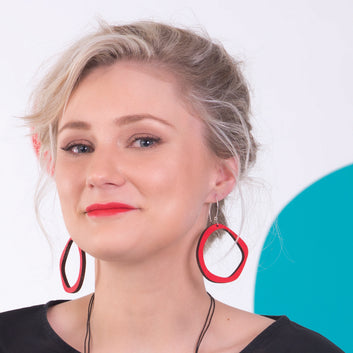 Retro Hoop Earrings in Red