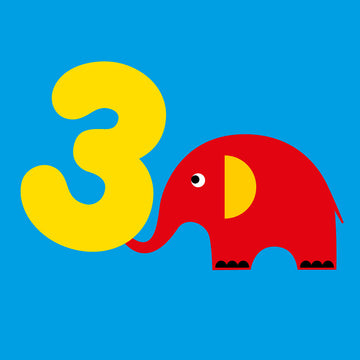 3 years old elephant Birthday card