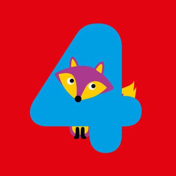 4 years old fox Birthday card