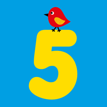 5 years old bird Birthday card