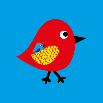 Father and baby bird card