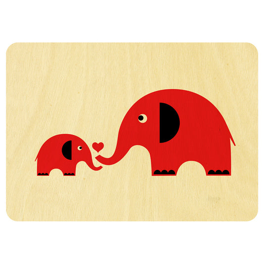 Elephant love wooden card