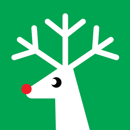 Green reindeer Christmas card