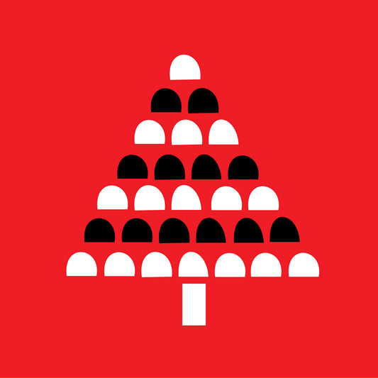 Christmas tree on red card