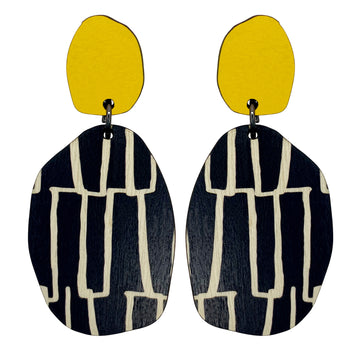 Yellow and City pattern earrings