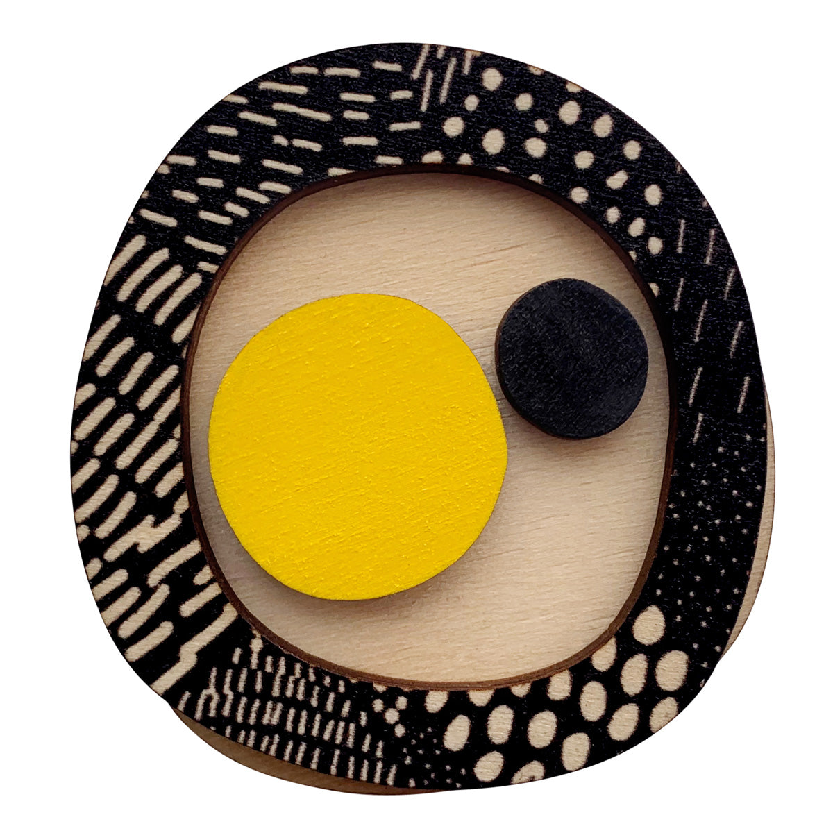 3 layer Brooch in yellow and Night Garden pattern