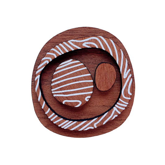 3 shapes brooch with thin Topographic Map pattern