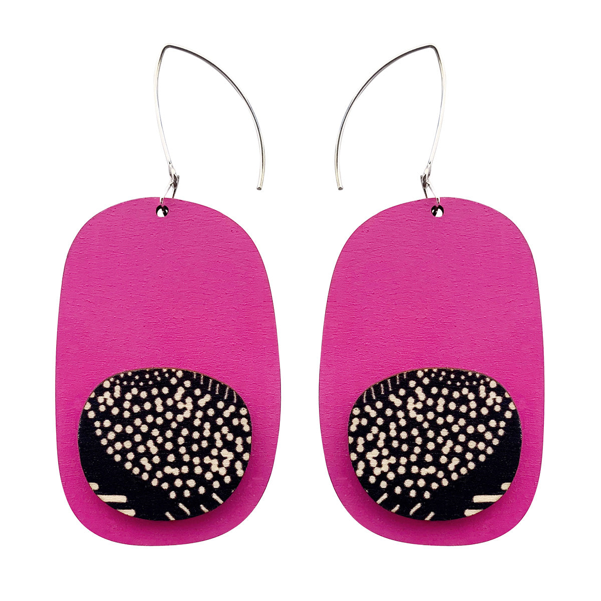 Drop double layer earrings in pink and Night Garden pattern