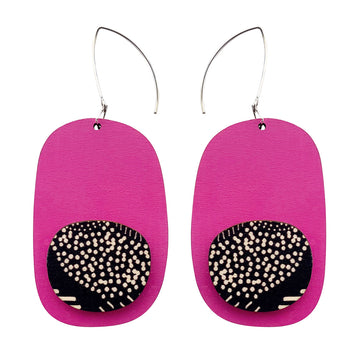 Drop double layer earrings in pink and Night Garden pattern
