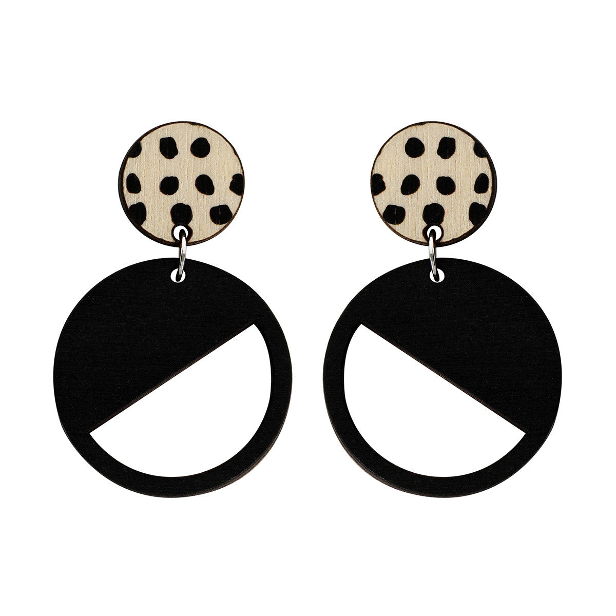 2 tiered earrings with spots in black