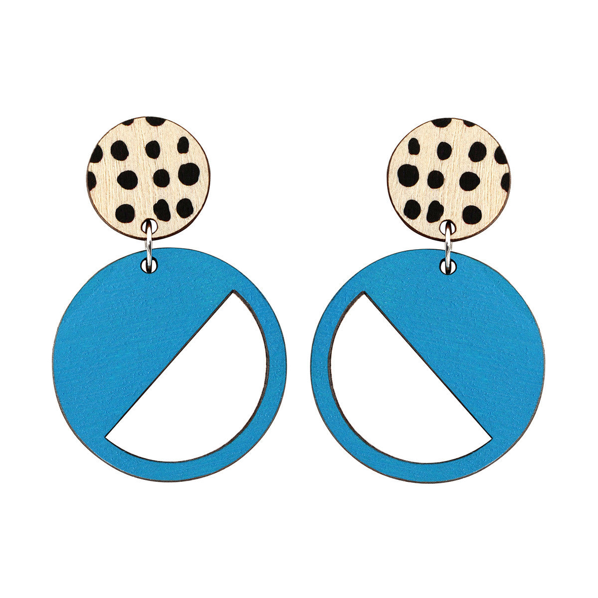 2 tiered earrings with spots in blue