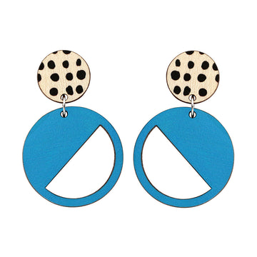 2 tiered earrings with spots in blue