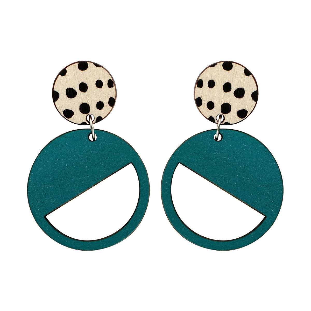 2 tiered earrings with spots in green