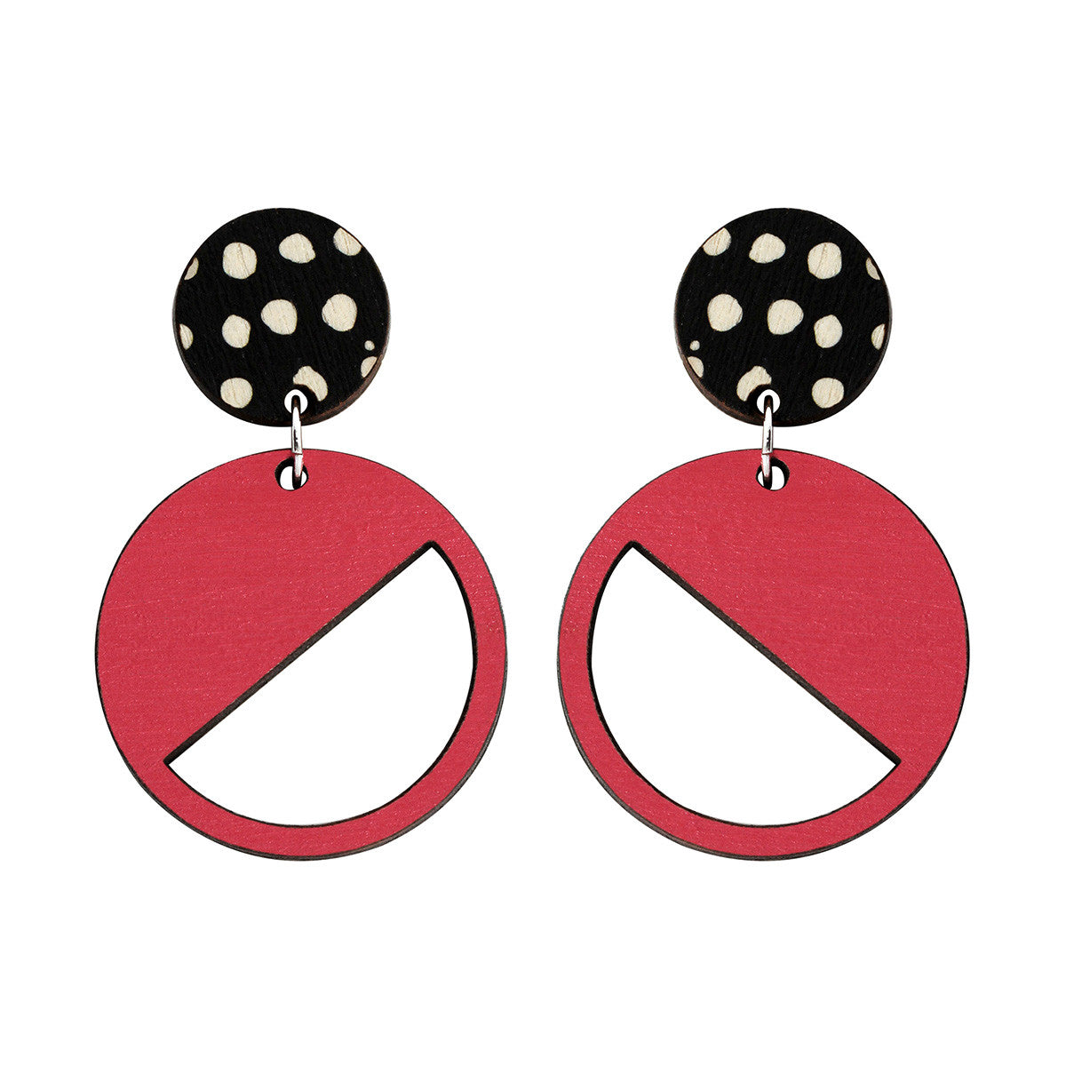 2 tiered earrings with spots in pink
