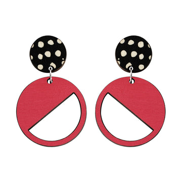 2 tiered earrings with spots in pink