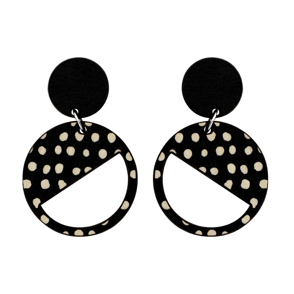 2 tiered earrings with black and spots