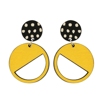 2 tiered earrings with spots in yellow