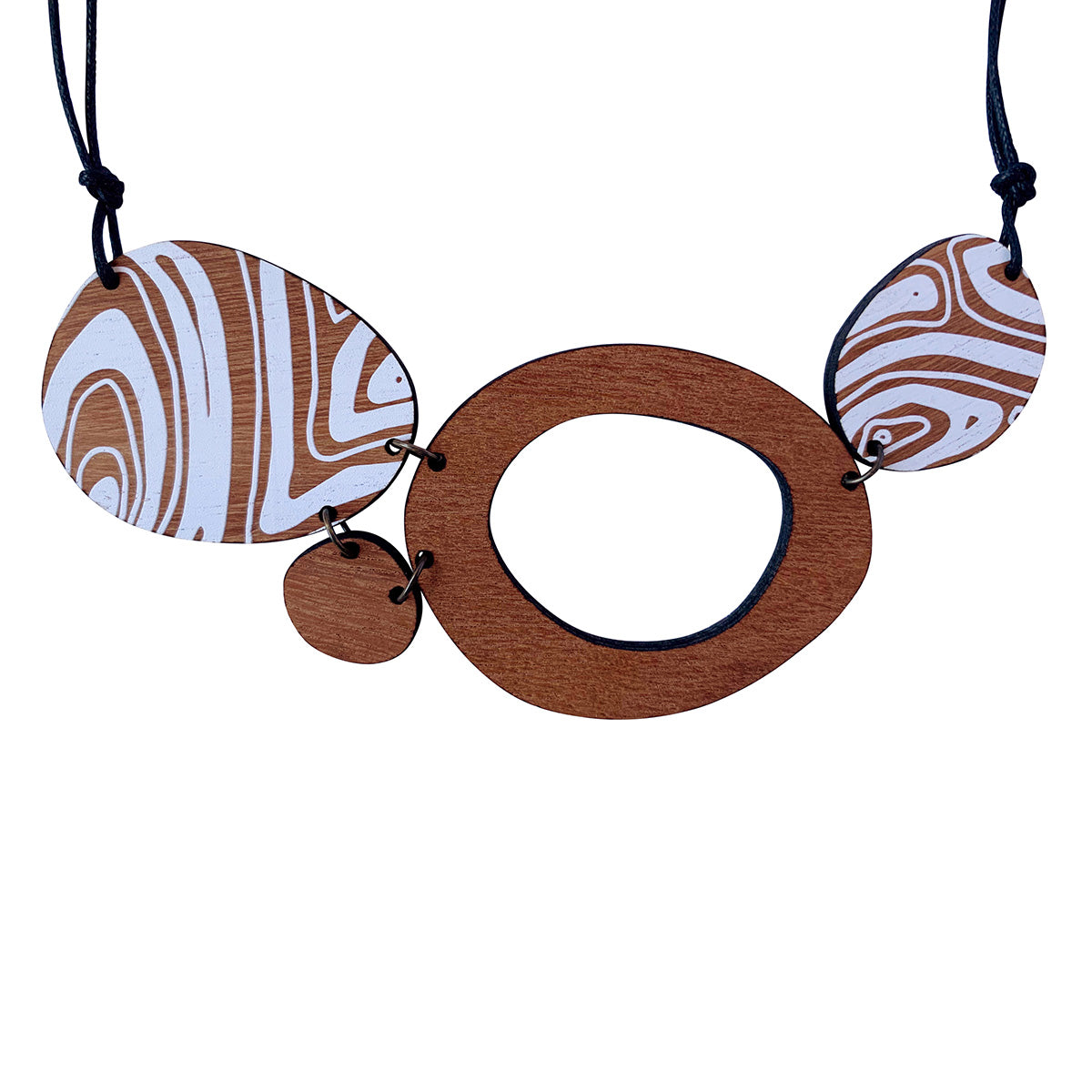 4 piece necklace with thick Topographic Map pattern