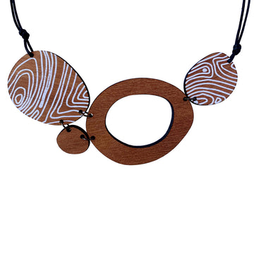 4 piece necklace with thin Topographic Map pattern