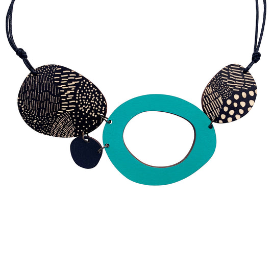 4 piece necklace in aqua and Night Garden pattern