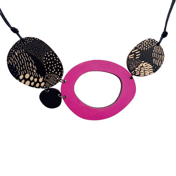 4 piece necklace in pink and Night Garden pattern