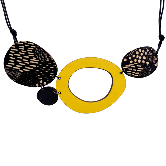 4 piece necklace in yellow and Night Garden pattern