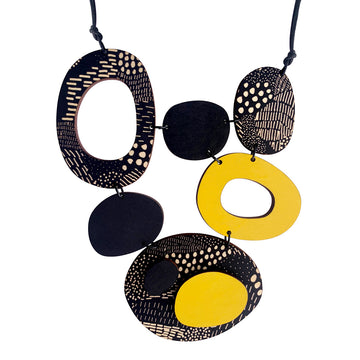 8 piece necklace in yellow and Night Garden pattern